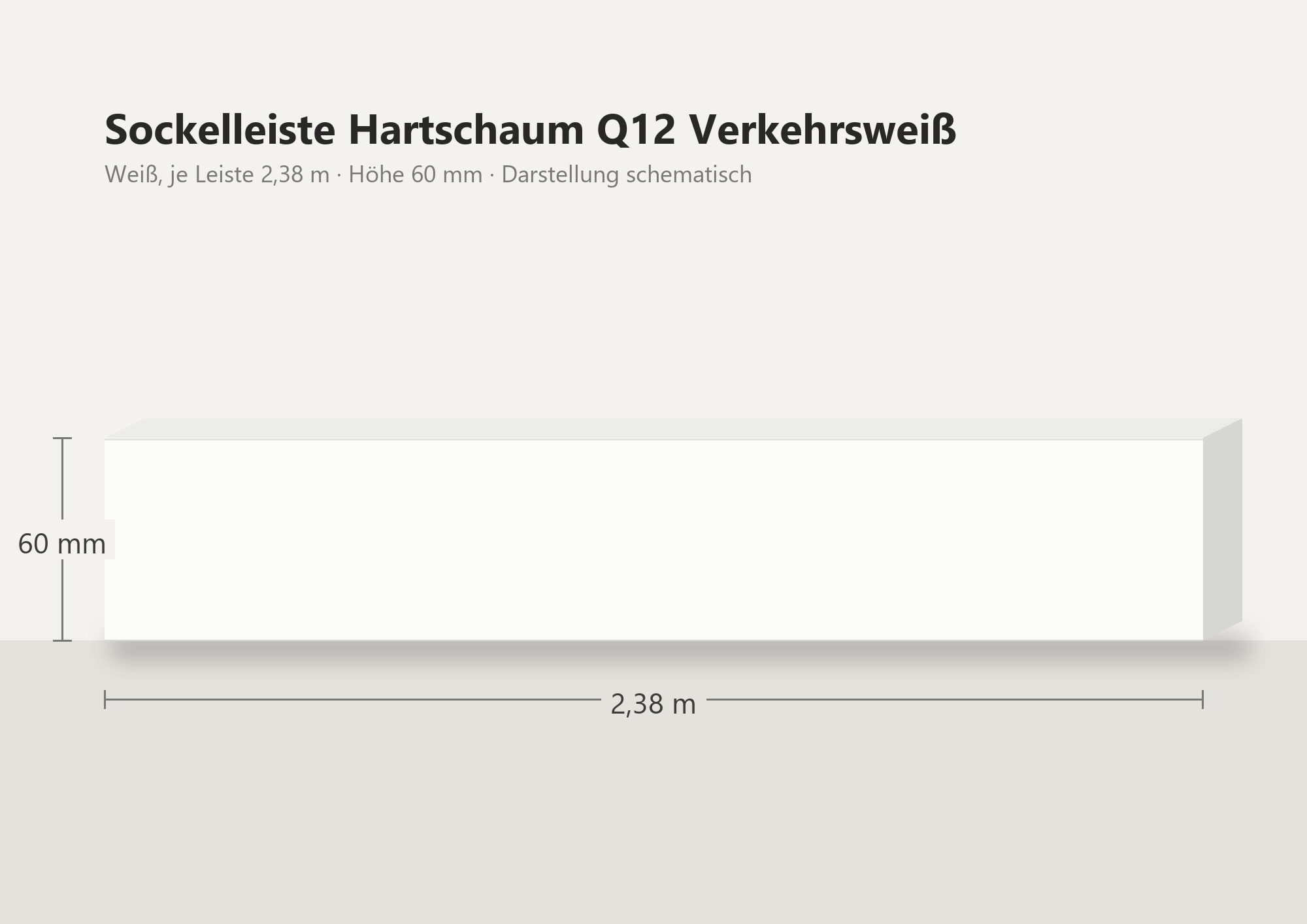 Sockelleiste Hartschaum Q12 Verkehrsweiß 60 mm